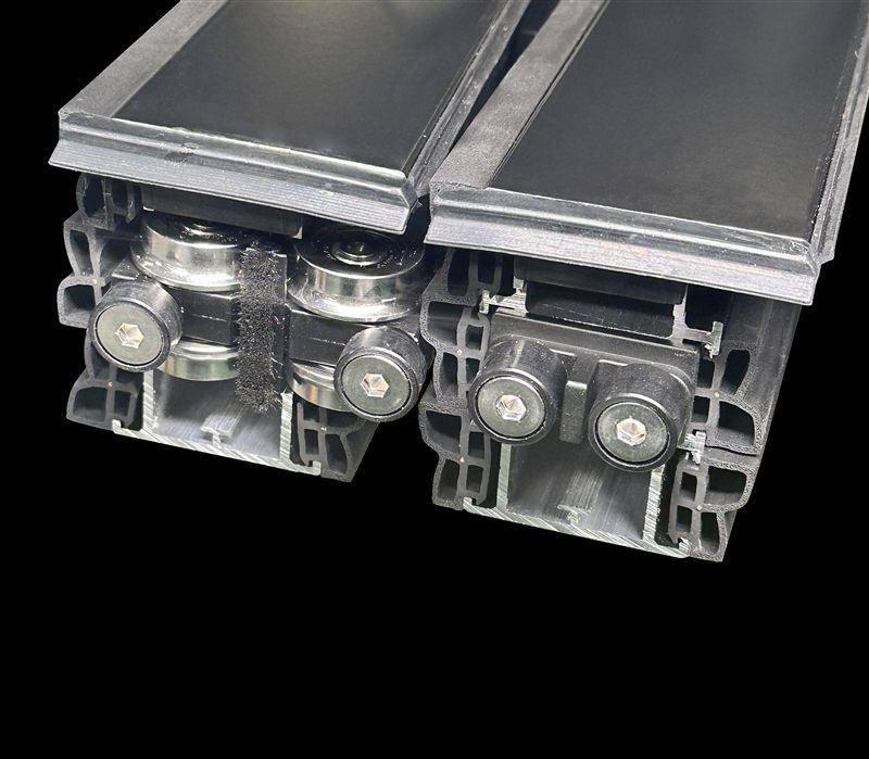 Track and roller system cutaway