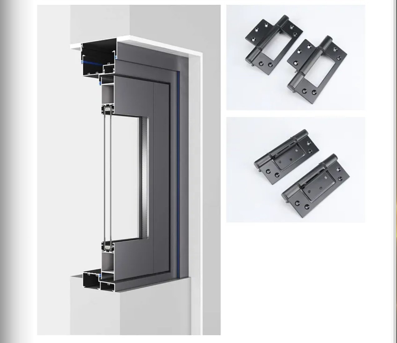 IMLANG 101 Swing Door frame cutaway diagram and hinges