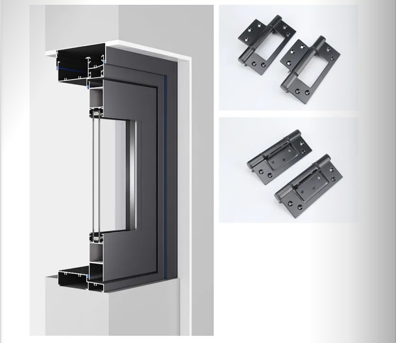 IMLANG 150 Swing Door frame cutaway diagram and hinges